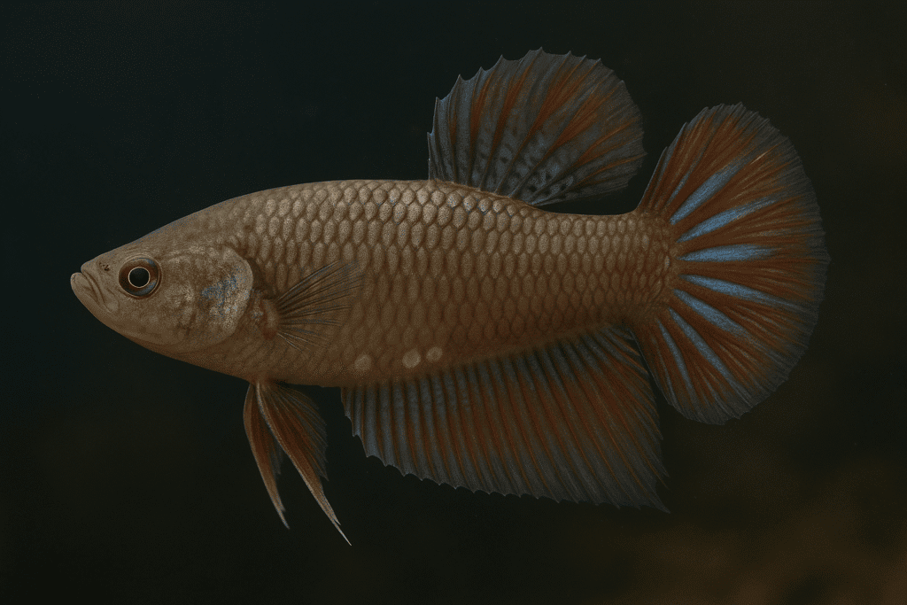female betta fish displaying egg spots indicating breeding readiness
