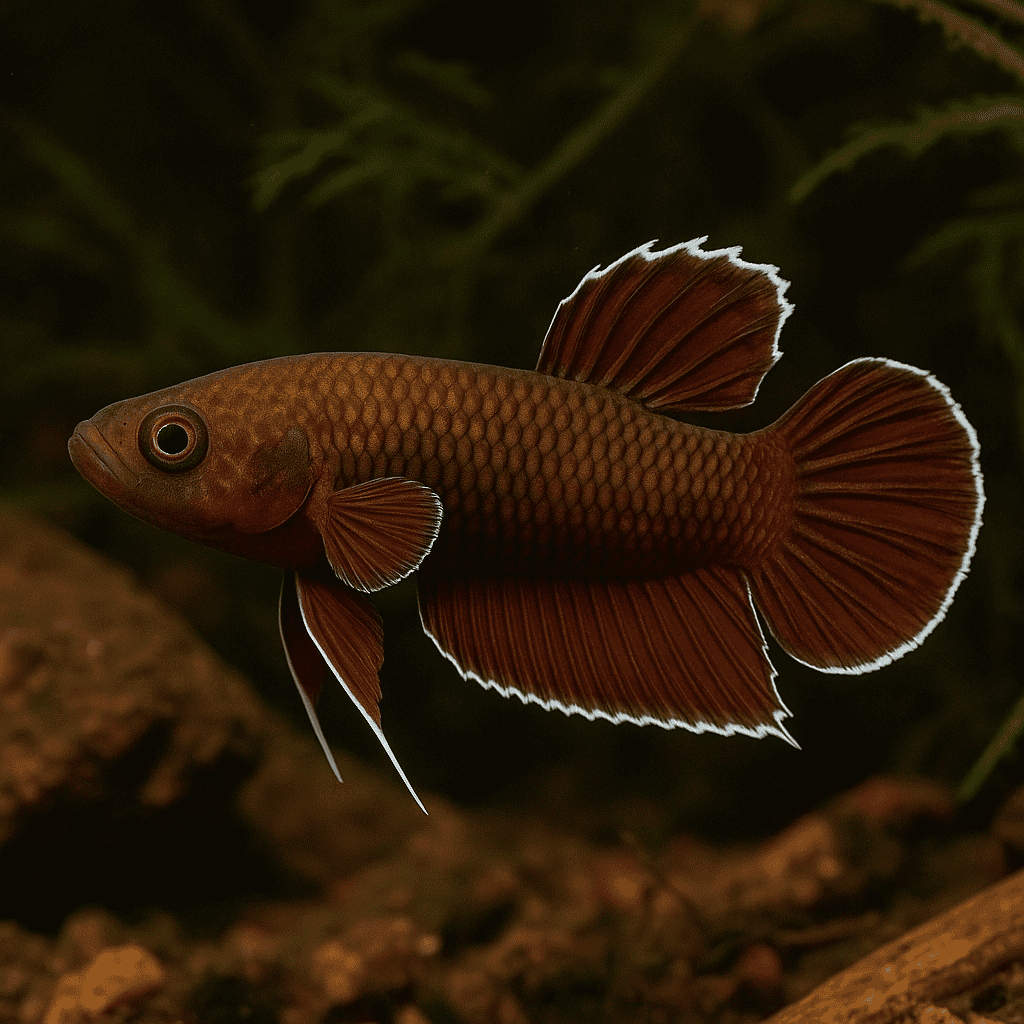 Image of a Betta Albimarginata, also known as the White-Edge Betta, with distinctive white fin edges.